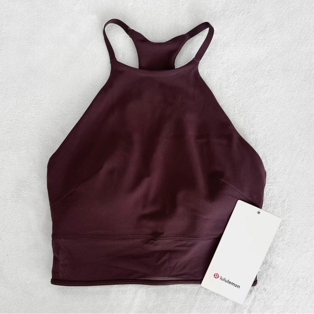 NWT Lululemon Nulu High-Neck Mesh-Hem Tank – Goodnight Plum – XS